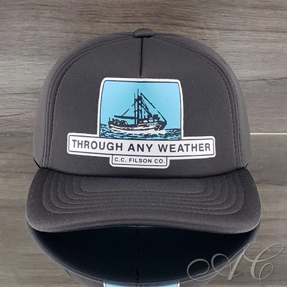 Filson Hat Baseball Cap Snap Back Dark Brown/Fishing Weather Harvester Insulated - Picture 1 of 5